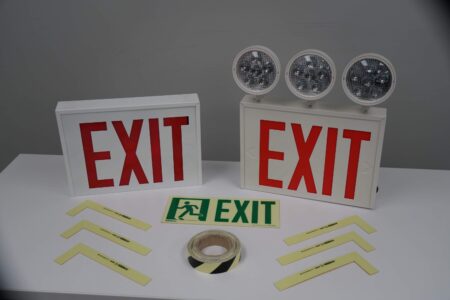 Emergency exit signs and safety markers